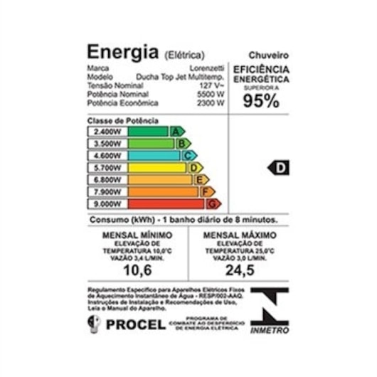 Chuveiro Multitemperaturas Top Jet 220v 6400w Branco Lorenzetti - Imagem principal - 1e2ece78-2c6a-4990-8618-1359c4ea3e78