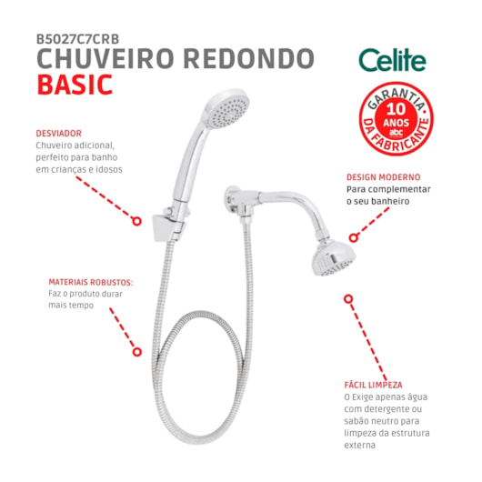 Chuveiro Redondo Com Ducha Smart Cromado Celite - Imagem principal - 9f1ebc07-61bb-4fbe-a9cc-6a8326907fa2