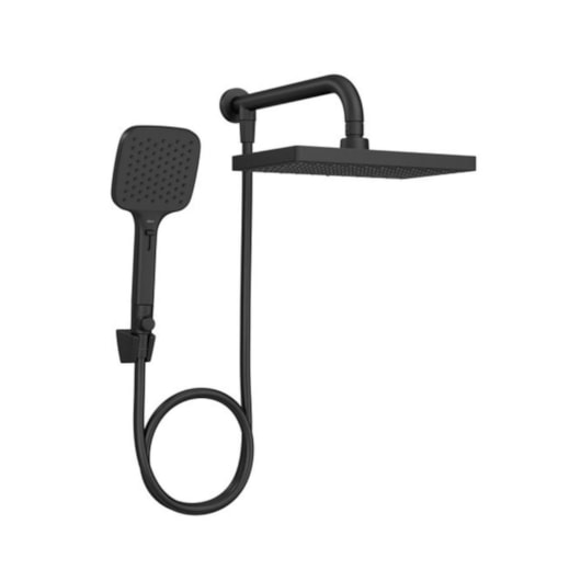 Chuveiro Retangular de Parede Com Desviador Multijatos Flex Max Black Matte Deca - Imagem principal - 27d46687-a1de-45f2-b7b8-9802f80b4776
