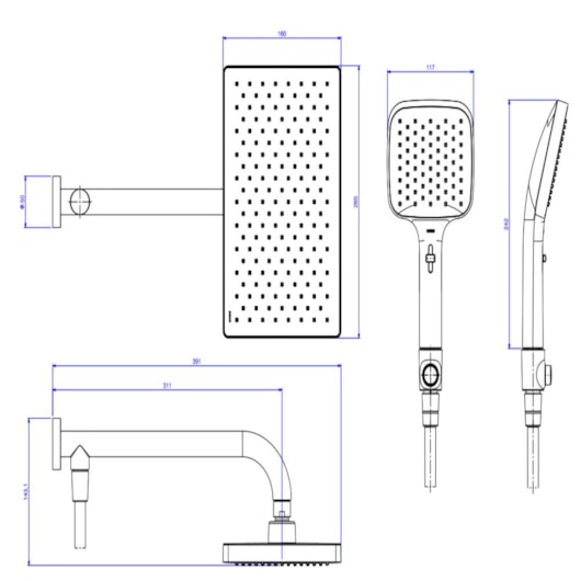 Chuveiro Retangular de Parede Com Desviador Multijatos Flex Max Summer Gold Deca - Imagem principal - a6342401-72f6-4874-9ad6-4073b6b2e273