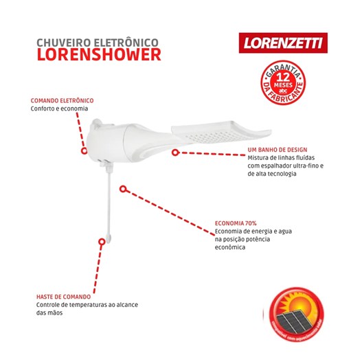 Chuveiro Shower Eletrônico Branco Lorenzetti 220v 6800w - Imagem principal - 28d3dbb8-b779-42d1-97b9-ea042d300b0a
