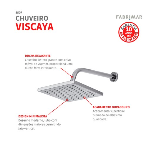 Chuveiro Viscaya Quadrado Cromado Fabrimar 20cm - Imagem principal - 239a674a-0845-42ce-ba94-84b9293845bc