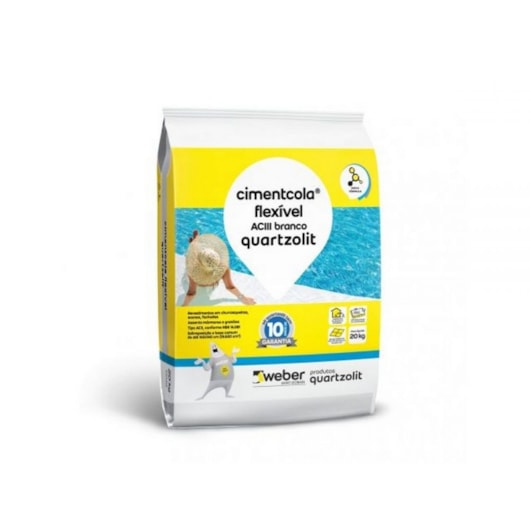 Cimenticola Flexível AC3 Saco de Plastico 20Kg Branco Quartzolit - Imagem principal - eccaf2dd-79eb-4f24-9393-cc404c62406e