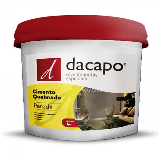 Cimento Queimado Para Parede Chumbo Dacapo 4kg - Imagem principal - e5511d60-bb15-420d-8217-b60800be62a4