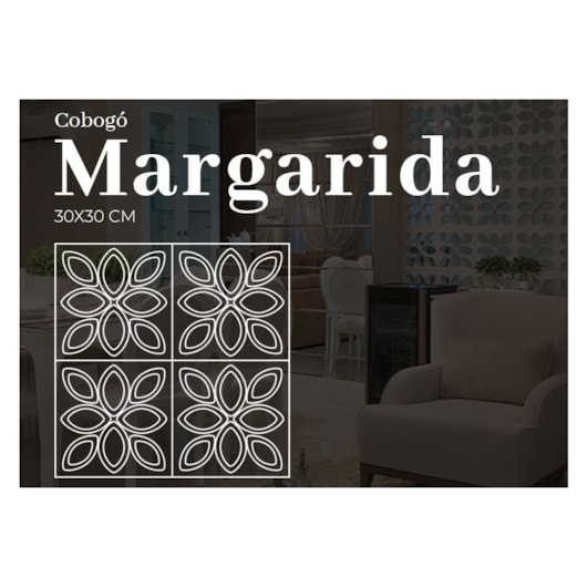 Cobogó Porcelana Margarida Jeans Acetinado Manufatti 30X30Cm - Imagem principal - 178e5b99-aed6-459d-b0e3-f1ea111a6992
