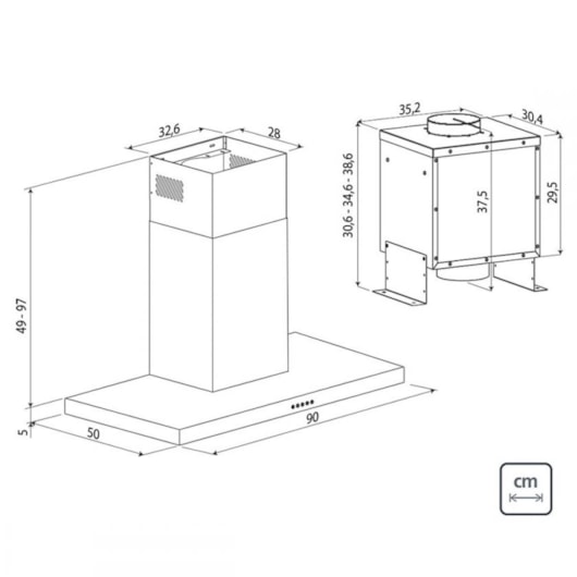 Coifa Em Aço Inox De Parede Dritta Split Tramontina 90cm 220v - Imagem principal - c4fb8e2b-8cd1-4676-8ae9-5634dda30dc8