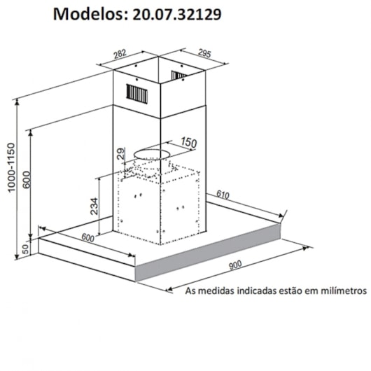 Coifa Ilha Londres 220V Debacco 90cm - Imagem principal - 40cb3935-6a38-4483-a4fc-1f33f8bfad72