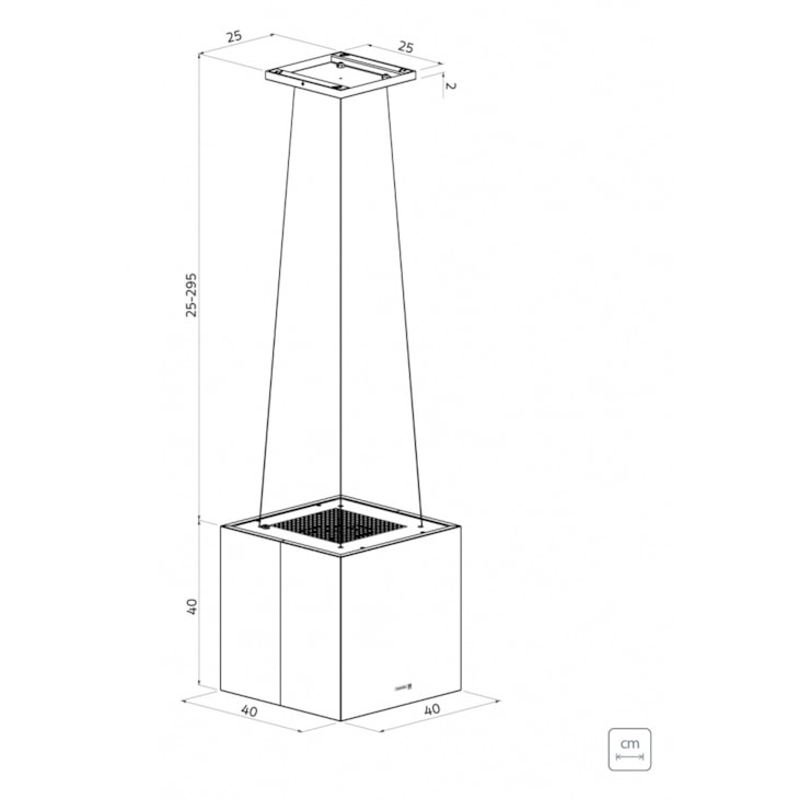 Coifa Tramontina Cube Isla 40 Silent 220 V Em Aço Inox Com Acabamento Black Steel