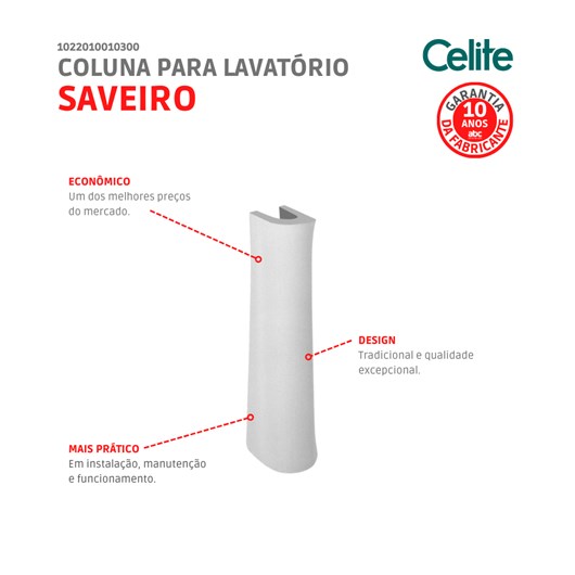 Coluna Para Lavatório Saveiro Branco Celite - Imagem principal - f238873d-0c68-4e8b-a249-4b646477135d