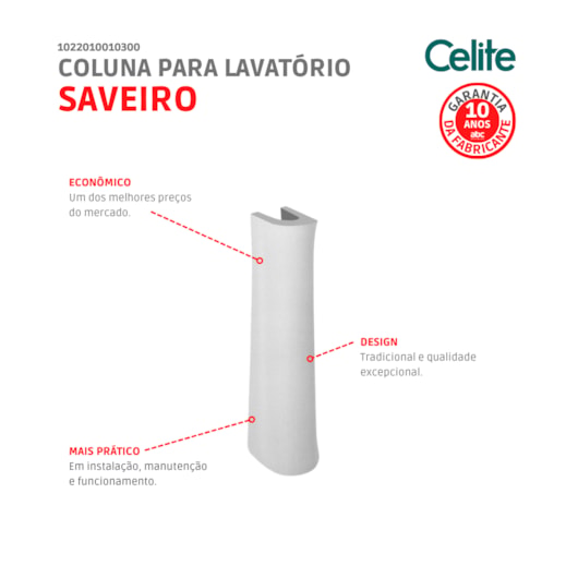 Coluna Para Lavatório Saveiro Branco Celite - Imagem principal - 4ffddc11-ed38-4988-bdb6-2ff9a5ce4982