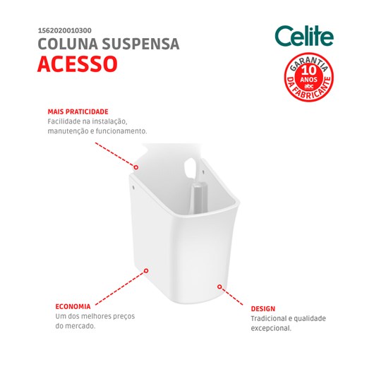 Coluna Suspensa Para Lavatório Acesso Branco Celite - Imagem principal - 56e40d4e-4643-4afe-aef5-656efdd2aacb
