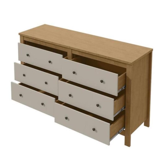 Cômoda 6 Gavetas Maggiore Amêndoa e Off White Lopas - Imagem principal - 2d8e03c9-bb6e-48fd-bfbe-9f938203bda3
