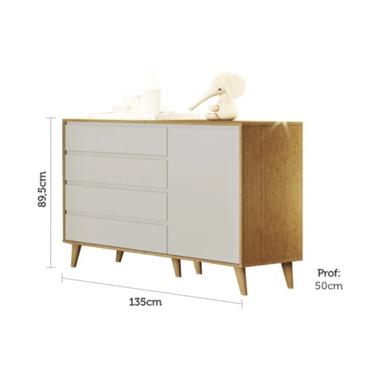 Cômoda Infantil Com Fraldário Grand Lorena Com Bétula Off White Carolina Baby - Imagem principal - 5c425381-9ddd-447e-90a3-422312c69b76