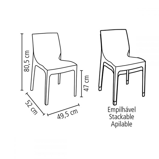 Conjunto 4 Cadeiras Alice Summa Branco Brilho Tramontina - Imagem principal - 9671d42d-eb01-4360-8b8e-d99242839140