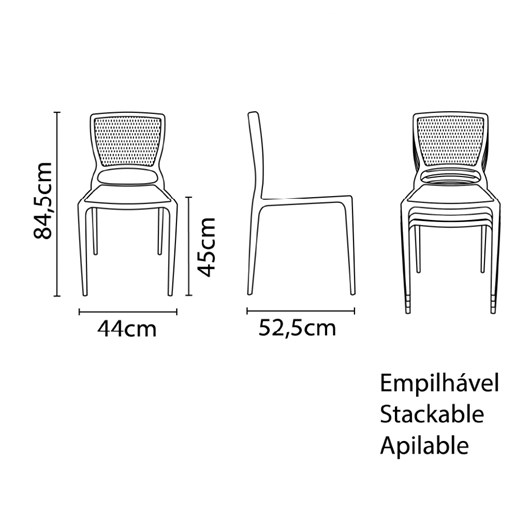 Conjunto 4 Cadeiras Safira Summa Grafite Tramontina - Imagem principal - 9724b09b-3163-47e2-bdce-5cc6a8ed7a1d