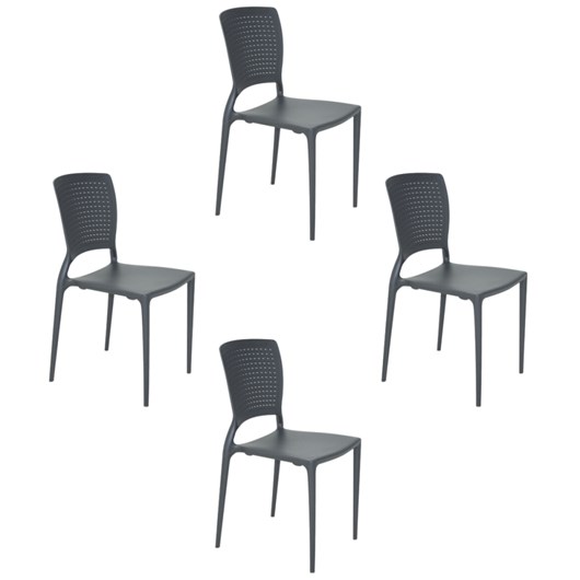 Conjunto 4 Cadeiras Safira Summa Grafite Tramontina - Imagem principal - 11a0b265-5da1-48b8-a7f4-e86ca8c50292