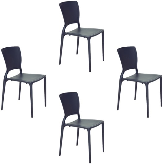 Conjunto 4 Cadeiras Sofia Encosto Fechado Grafite Tramontina - Imagem principal - a9161aab-65ed-4622-8288-b093366c25b0