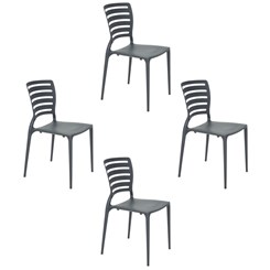 Conjunto 4 Cadeiras Sofia Grafite Tramontina