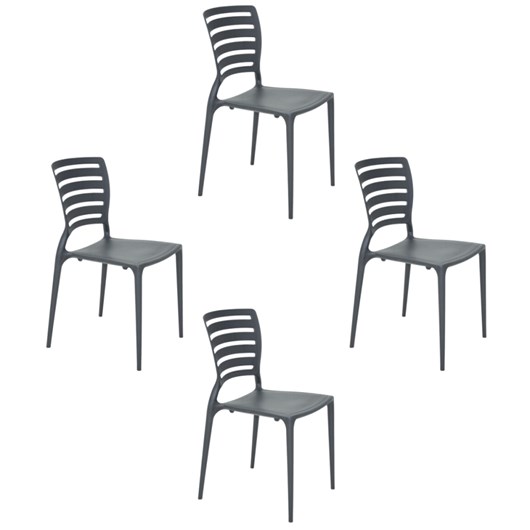 Conjunto 4 Cadeiras Sofia Grafite Tramontina - Imagem principal - 80449724-9058-4a19-a57c-2eed48bae699