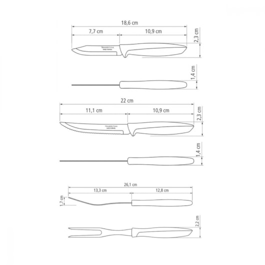 Conjunto De Facas Misto Em Inox Com 6 Peças Plenus Tramontina  - Imagem principal - 3a1a9f9f-f10d-46c8-b058-5182c05d408d