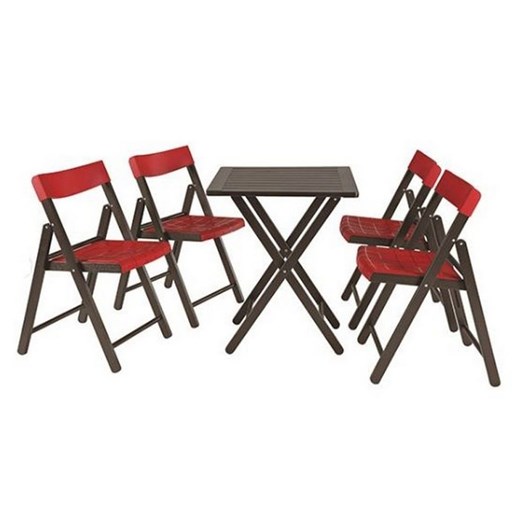 Conjunto De Mesa Com 4 Cadeiras Em Madeira Pontenza Tauari 10630/029 Tabaco/vermelho Tramontina - Imagem principal - af3dbe0e-2cf2-4518-bd4f-6256c800f5b5