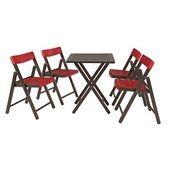 Conjunto De Mesa Com 4 Cadeiras Em Madeira Pontenza Tauari 10630/029 Tabaco/vermelho Tramontina