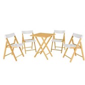 Conjunto De Mesa Com 4 Cadeiras Em Madeira Pontenza Tauari 10630/031 Envernizado/branco Tramontina
