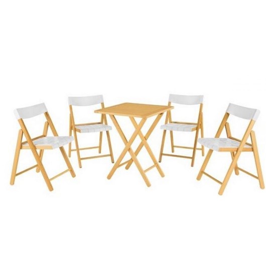 Conjunto De Mesa Com 4 Cadeiras Em Madeira Pontenza Tauari 10630/031 Envernizado/branco Tramontina - Imagem principal - 7bfc54c7-102a-48b7-a4a4-6e264ab00b4e