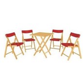 Conjunto De Mesa Com 4 Cadeiras Em Madeira Pontenza Tauari 10630/032 Tabaco/vermelho Tramontina