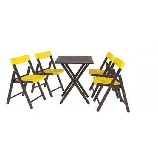 Conjunto De Mesa Com 4 Cadeiras Em Madeira Pontenza Tauari 10630/045 Tabaco/amarelo Tramontina - Imagem principal - 5f230d2d-8d03-43f0-b0f5-32f531e2a5d1