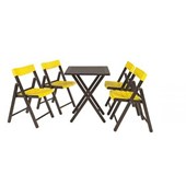 Conjunto De Mesa Com 4 Cadeiras Em Madeira Pontenza Tauari 10630/045 Tabaco/amarelo Tramontina