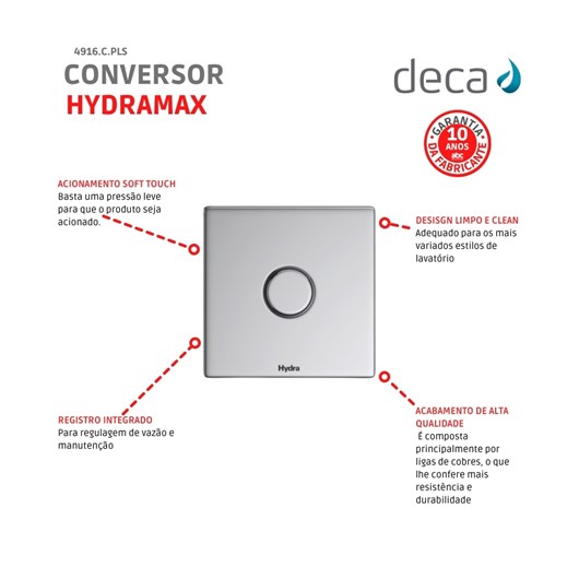 Conversor Hydra Max Para Hydra Plus 1.1/4 1.1/2 Cromado Deca - Imagem principal - 3a127198-e5f9-491f-891a-3f679dd451e0