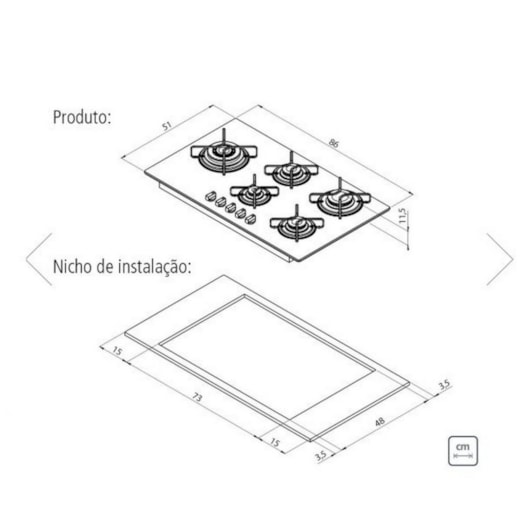 Cooktop A Gás 5 Bocas Side Plus 5gg Tri 90  94709/301 Bivolt Vidro Preto Tramontina - Imagem principal - f9dd80c1-94ca-4016-80c7-fe48c95384ce