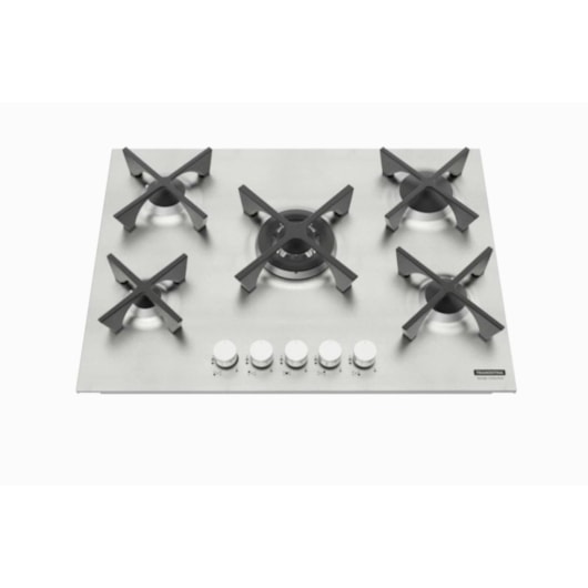 Cooktop a Gás Design Collection Penta Inox Flat 5 GX 70 em Aço Inox e Trempes em Ferro Fundido com Acendimento Automático e 5 Queimadores Tramontina - Imagem principal - 2984a2df-ead5-4f5d-8619-88bcab1cc243