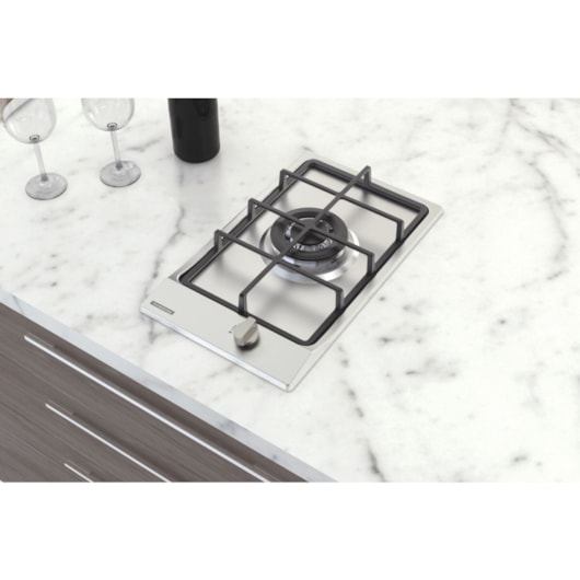 Cooktop a Gás Dominó em Aço Inox e Trempes em Ferro Fundido com Acendimento Superautomático 1 Queimador Tramontina - Imagem principal - 9ab96738-6636-4f38-9d80-10f956c5c983