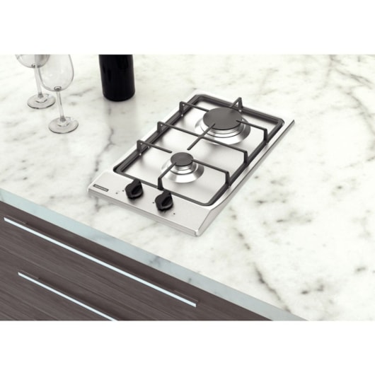 Cooktop a Gás Dominó FF 2GX 30 em Aço Inox com Trempes em Ferro Fundido e Acendimento superautomático 2 Queimadores Tramontina - Imagem principal - d1e99a4e-5f72-4fe3-bd3a-2be8a60d4330