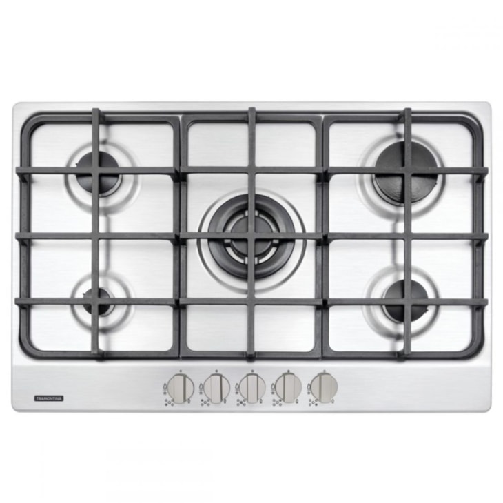 Cooktop A Gás Em Aço Inox New Penta 5 Bocas Com Acendimento Automático Tramontina