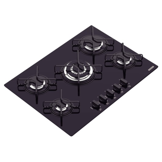 Cooktop a Gás Penta em Vidro Temperado Preto com Trempes em Aço Carbono e Acendimento superautomático 5 Bocas Tramontina - Imagem principal - fc69612e-b3cc-43f5-9a74-691ac8a39ce5