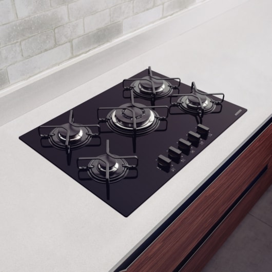 Cooktop a Gás Penta em Vidro Temperado Preto com Trempes em Aço Carbono e Acendimento superautomático 5 Bocas Tramontina - Imagem principal - 73c81710-8a68-4f2a-bd3c-a5a97b4562d5