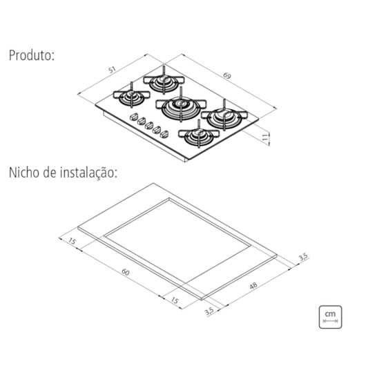 Cooktop a Gás Penta em Vidro Temperado Preto com Trempes em Aço Carbono e Acendimento superautomático 5 Bocas Tramontina - Imagem principal - 65afe9e2-3a30-4ad5-bf84-99600ab747d0