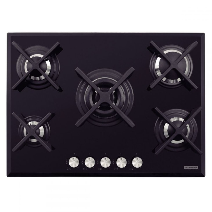 Cooktop a Gás Penta Glass Flat em Vidro Temperado e Trempes em Ferro Fundido com Acendimento Automático 5 Queimadores Tramontina Design Collection