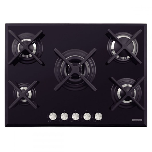 Cooktop a Gás Penta Glass Flat em Vidro Temperado e Trempes em Ferro Fundido com Acendimento Automático 5 Queimadores Tramontina Design Collection - Imagem principal - 5e3ed4f6-df68-4b82-ad2c-81fae75b5fc3