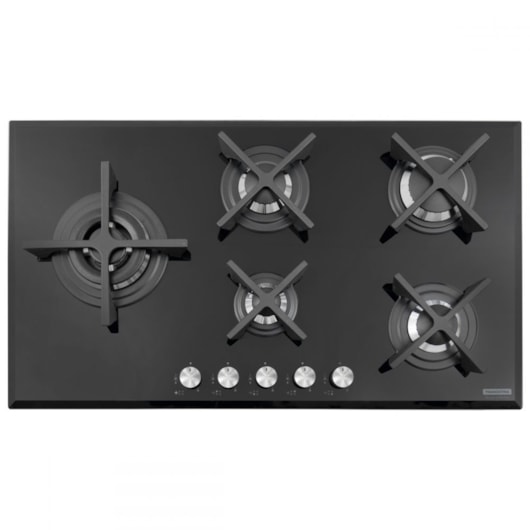 Cooktop a Gás Penta Glass Flat em Vidro Temperado e Trempes em Ferro Fundido com Acendimento Automático 5 Queimadores Tramontina Design Collection - Imagem principal - ee4a0f51-0d23-4d01-809a-cce4edf73e57