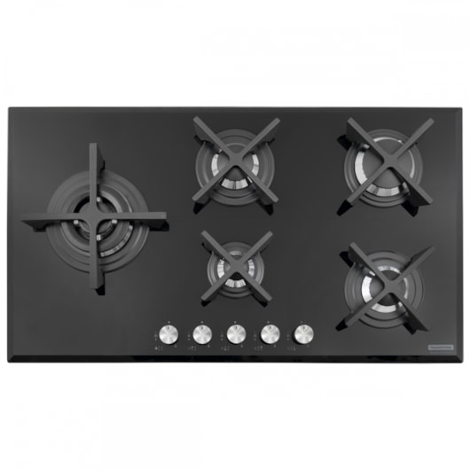 Cooktop a Gás Penta Glass Flat em Vidro Temperado e Trempes em Ferro Fundido com Acendimento Automático 5 Queimadores Tramontina Design Collection - Imagem principal - 7ba30b2b-f163-4428-97f8-051ab784d461