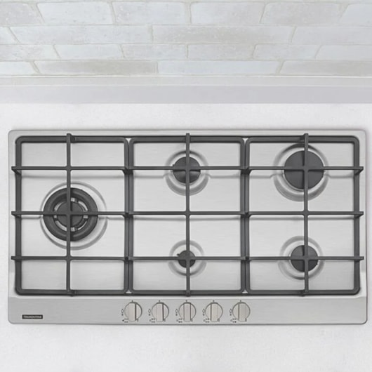 Cooktop A Gás Penta Plus 5 Bocas Inox E Trempes Em Ferro Fundido Tramontina - Imagem principal - 97abef18-3810-49bd-a694-355148e1e980