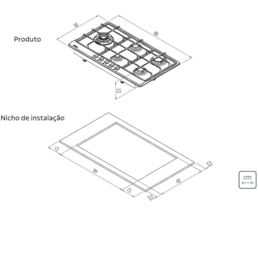 Cooktop A Gás Penta Plus 5 Bocas Inox E Trempes Em Ferro Fundido Tramontina - Imagem principal - 202b6764-ec23-4de1-ab7d-b9619fd6cc18