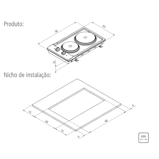 Cooktop Elétrico Dominó em Aço Inox com 2 Placas Térmicas em Ferro Fundido Tramontina - Imagem principal - 3d57bda7-1cc3-4e68-a272-8b20e4c4ff31