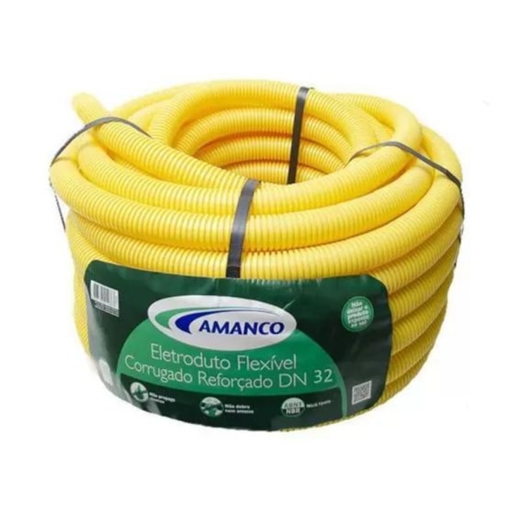 Corrugado Flexível Amarelo 32mm Rolo Com 25m Amanco