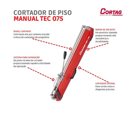 Cortador De Piso Manual Tec 075 Cortag - Imagem principal - 40d2011c-9d4c-4367-a2a6-e943c9260985