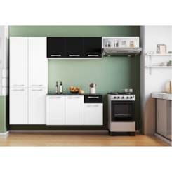 Cozinha Completa em Aço Modular 4 peças com Balcão Melissa Preta e Branca Itatiaia